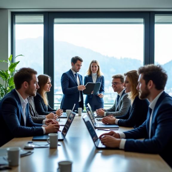 Das professionelle Team der Helveticus Finanzlösungen AG in ihrem modernen Büro in Zürich.